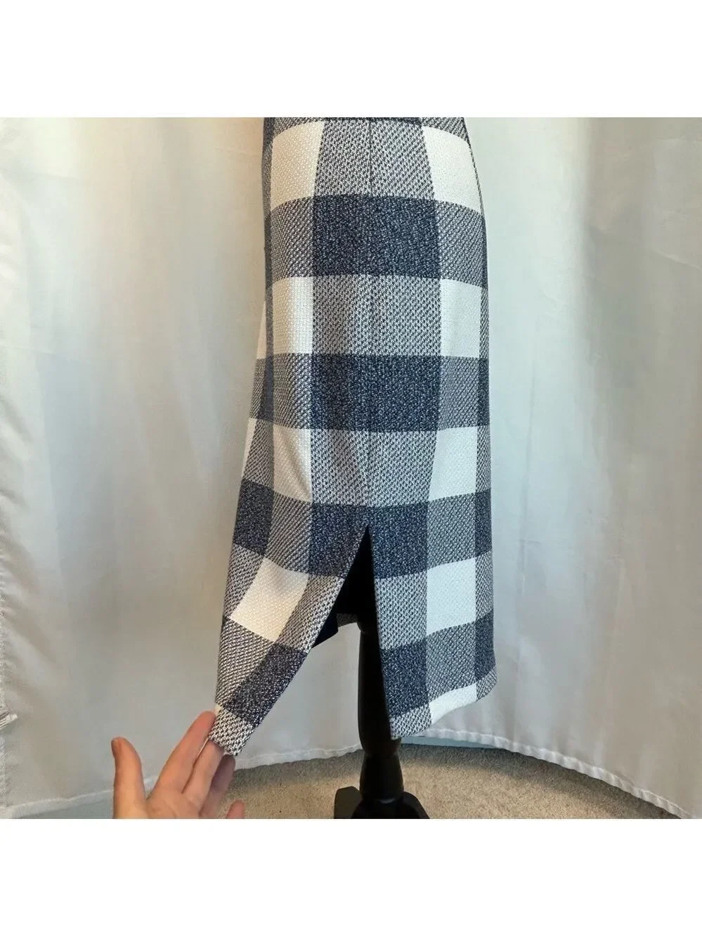 BANANA republic blue white checkered pencil skirt Sz 4